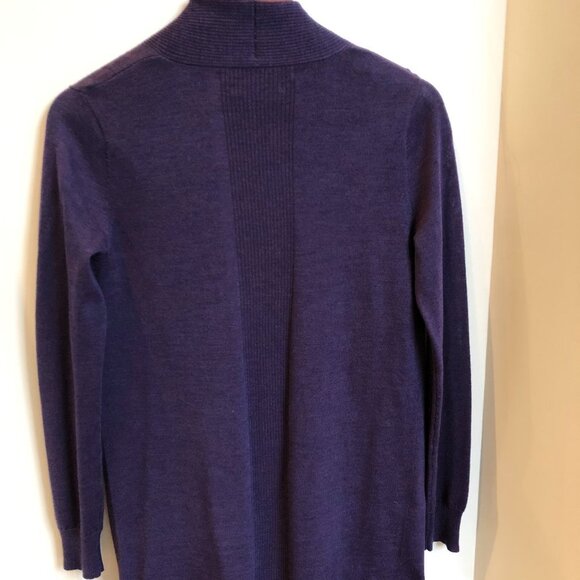 Max Studio Open Front Xtra Fine Merino Wool Cardigan Sweater Heather Purple Sz S - Picture 7 of 11
